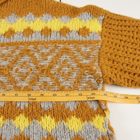 Free People Alpine Knit Pullover Yellow Cropped Sweater Womens Sz M - Picture 3 of 11